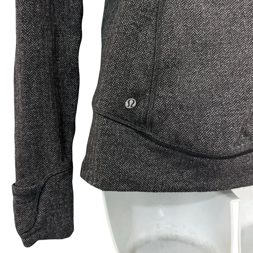 Lululemon Think Fast Heathered Herringbone Grey Black Long Sleeve Pullover Sz 4 - Picture 5 of 11
